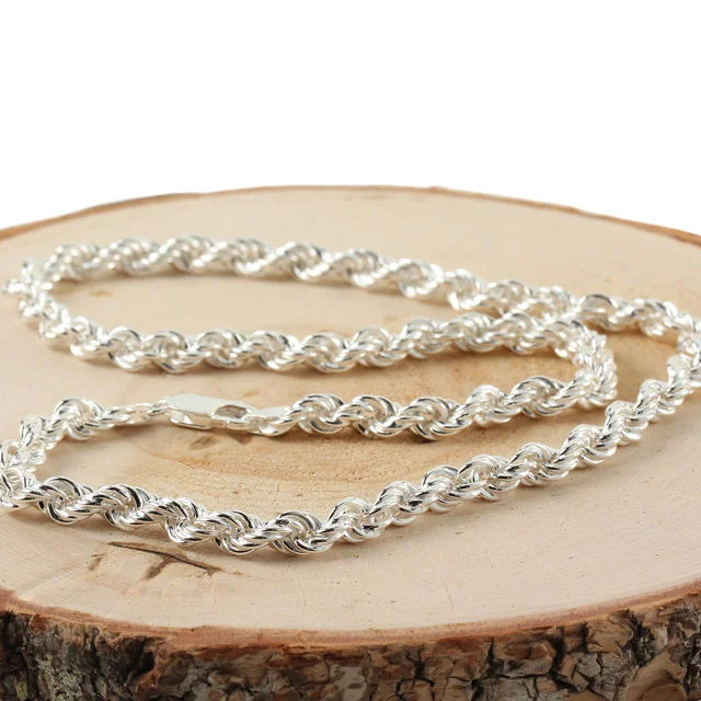 Sterling Silver Rope Chain Necklace