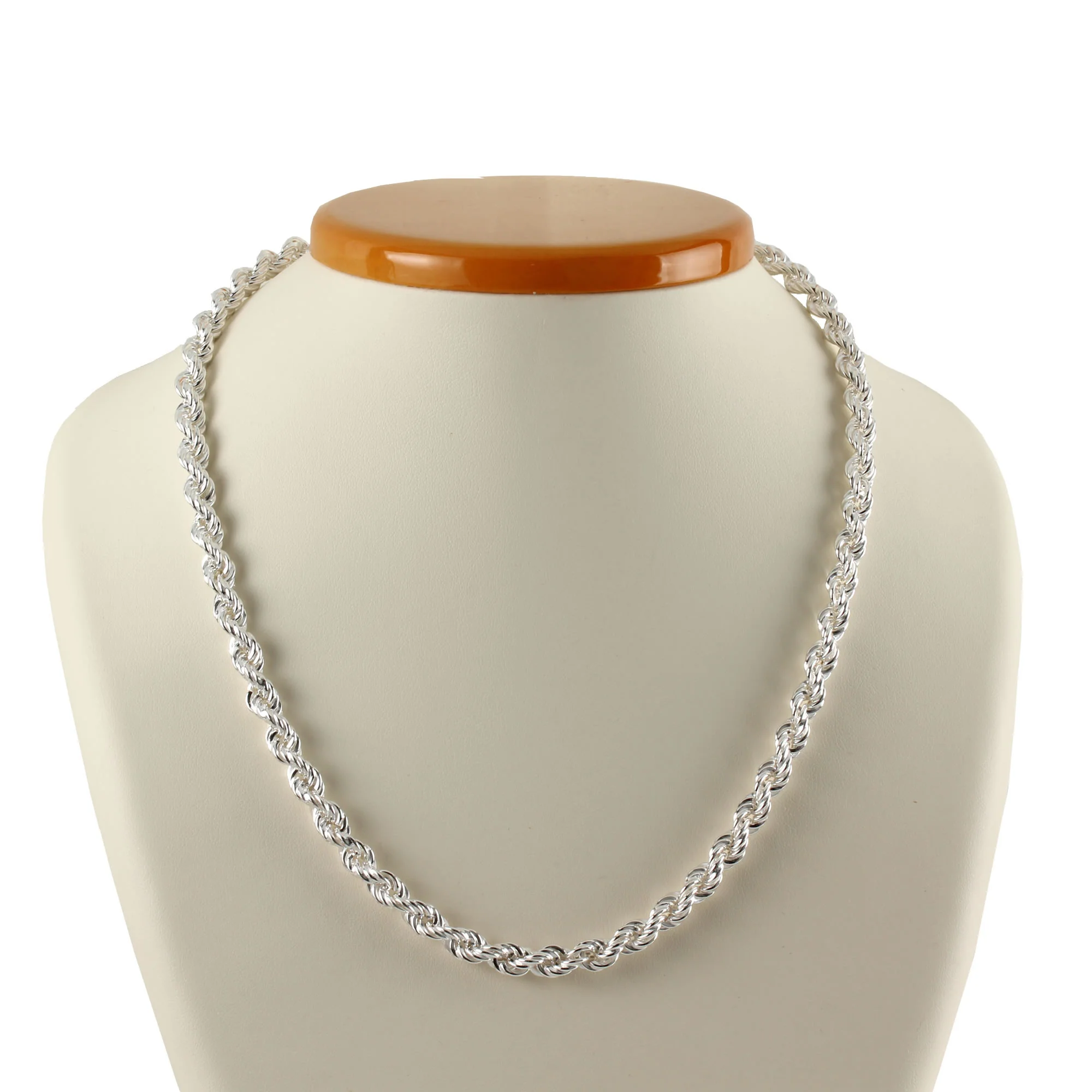 6.5mm Hollow Italian Rope Chain Necklace - 925 Sterling Silver, 18-30 Inch Options