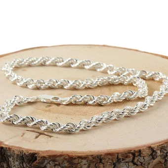 Sterling Silver Ladies 6.5mm Hollow Rope Chain Necklace Sterling Silver Ladies 6.5mm Hollow Rope Chain Necklace
