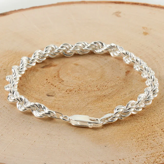 Hollow Sterling Silver Rope Bracelet