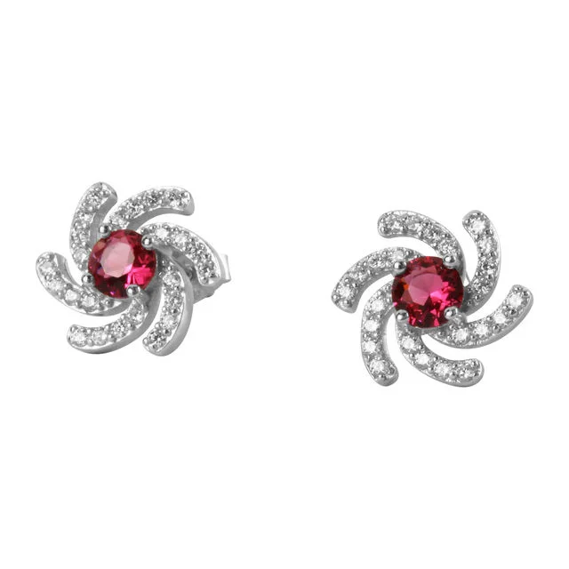 Ruby Cubic Zirconia Galaxy Earrings