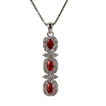 Triple Garnet Cubic Zirconia Sterling Silver Pendant Triple Garnet Cubic Zirconia Sterling Silver Pendant