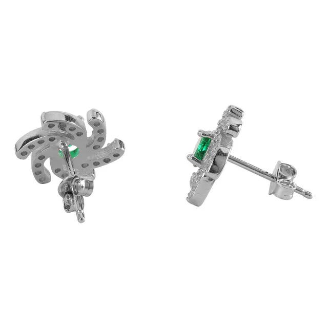 Cubic Zirconia Sterling Silver Galaxy Stud Earrings