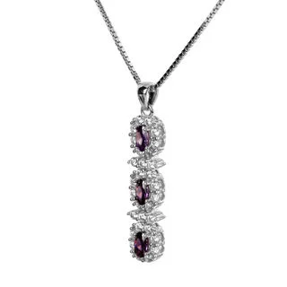 Amethyst Cubic Zirconia Sterling Silver Pendant