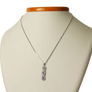 Sterling Silver Amethyst Cubic Zirconia Pendant