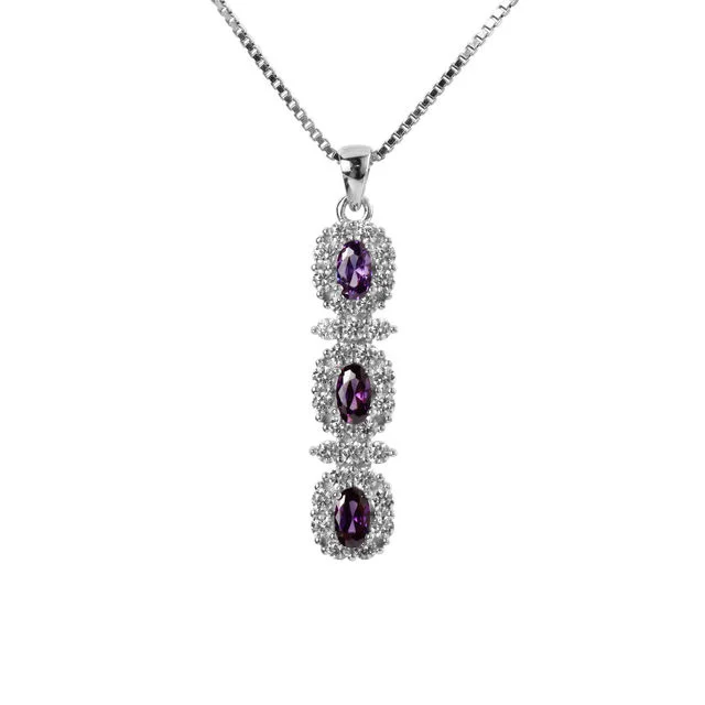 Triple Amethyst Cubic Zirconia Pendant