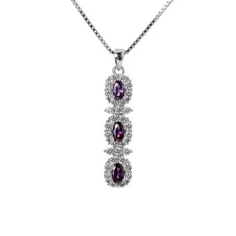 Triple Amethyst Cubic Zirconia Sterling Silver Pendant Triple Amethyst Cubic Zirconia Sterling Silver Pendant