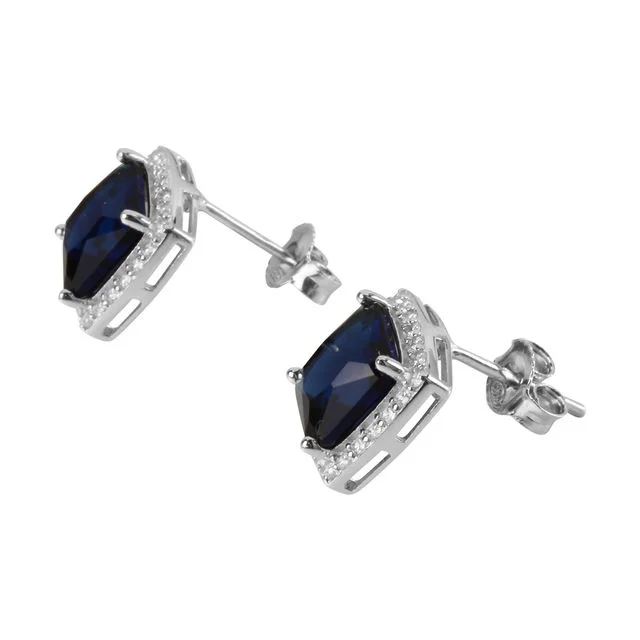 Sterling Silver Cubic Zirconia Halo Stud Earrings