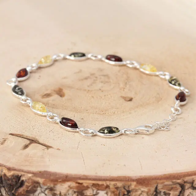 Adjustable Multicoloured Baltic Amber Bracelet
