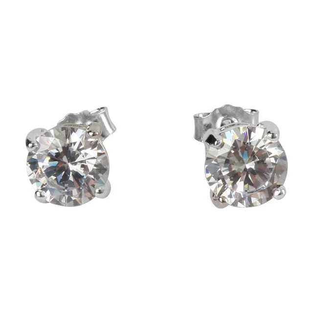 round Brilliant Cut Cubic Zirconia Stud Earrings