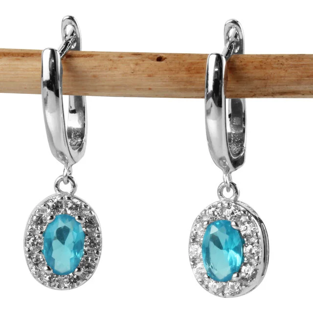 Sky Blue Cubic Zirconia Drop Earrings For Women