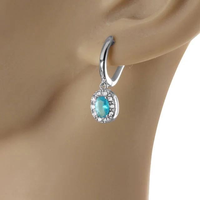 Sky Blue Cubic Zirconia Sterling Silver Drop Earrings