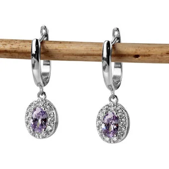 Lavender Cubic Zirconia Sterling Silver Drop Earrings Lavender Cubic Zirconia Sterling Silver Drop Earrings
