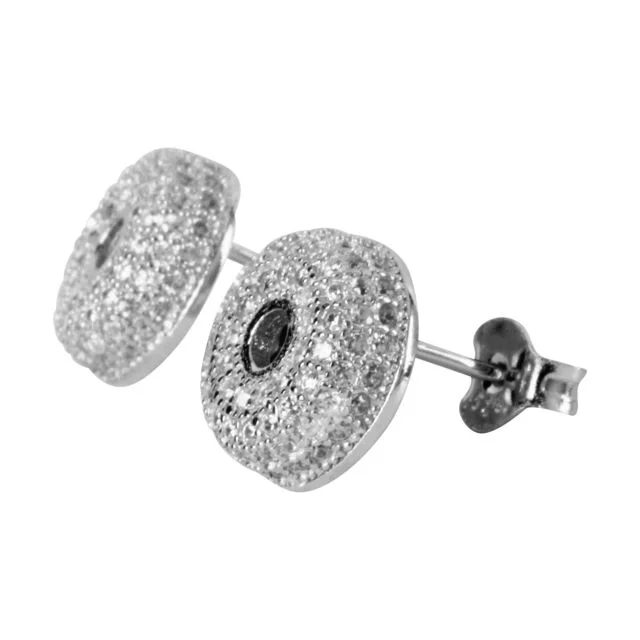 Doughnut Shaped Cubic Zirconia Stud Earrings