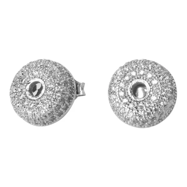 Sterling Silver Doughnut Cubic Zirconia Stud Earrings