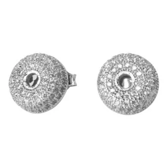 Doughnut Cubic Zirconia Micro Set Sterling Silver Stud Earrings