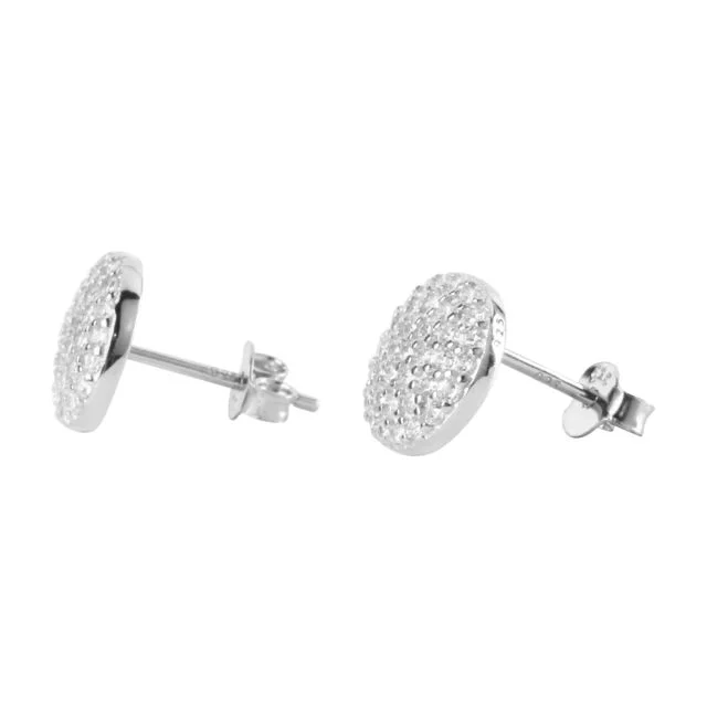 Micro Set Cubic Zirconia Sterling Silver Stud Earrings