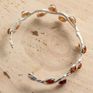 Baltic Amber Nature Themed Hinged Bangle