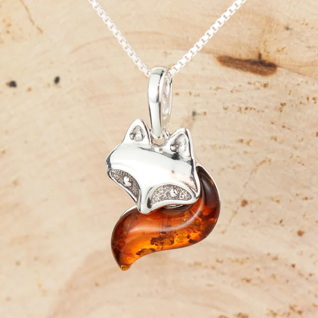 Honey Baltic Amber Fox Pendant