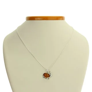 Golden Honey Baltic Amber Sterling Silver Rabbit Pendant