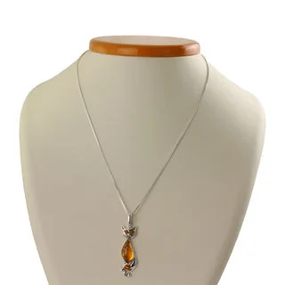 Honey Baltic Amber Cat On A Ball Pendant