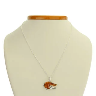 Honey Baltic Amber Sterling Silver Crocodile Pendant