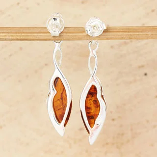 Sterling Silver Honey Baltic Amber Drop Earrings