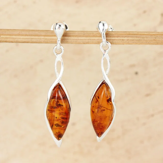 Honey baltic Amber Sterling Silver Drop Earrings