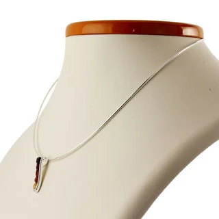 Graduated Multicoloured Baltic Amber Sterling Silver Pendant