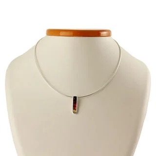 Multicoloured Baltic Amber Sterling Silver Pendant