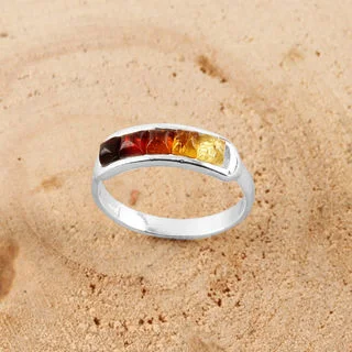 Channel Set Baltic Amber Sterling Silver Ring