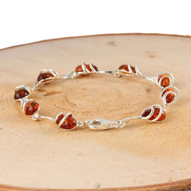 Sterling Silver Cognac Baltic Amber Bracelet