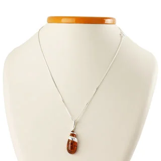 Sterling Silver Cognac Baltic Amber Wrap Over Pendant