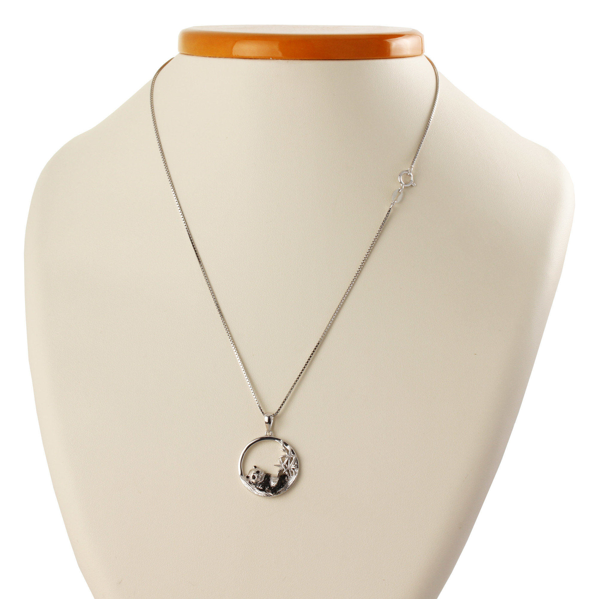 Sterling Silver Panda With Bamboo Round 