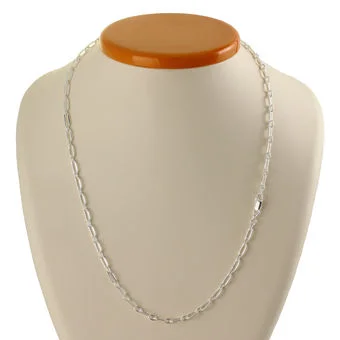 Unisex Sterling Silver Oval And Rectangular Link Chain