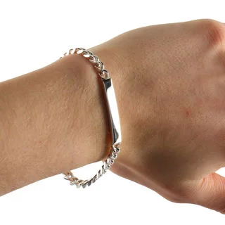 Unisex 5mm Wide Sterling Silver Identity Bracelet