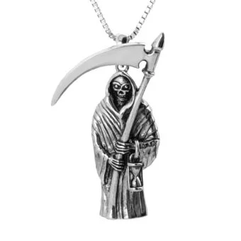 Sterling Silver Oxidised Grim Reaper Pendant