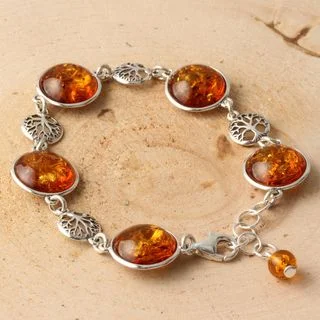 Sterling Silver Tree Of Life Honey Baltic Amber Pendant