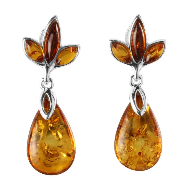 Honey Baltic Amber Sterling Silver Triple Set Earrings