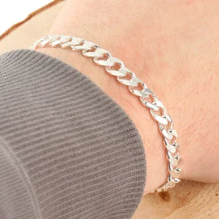 6.5mm Wide Sterling Silver Curb Bracelet