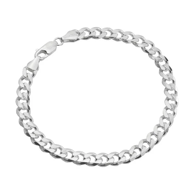 Solid Sterling Silver Men's Curb Bracelet
