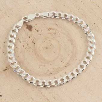 6.5mm Wide Sterling Silver Curb Bracelet