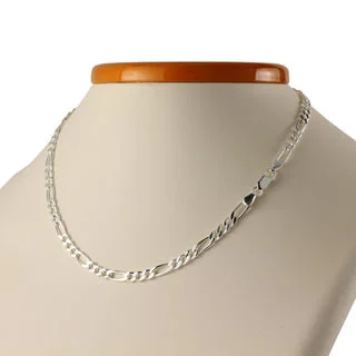 Solid Sterling Silver 4.6mm Figaro Chain