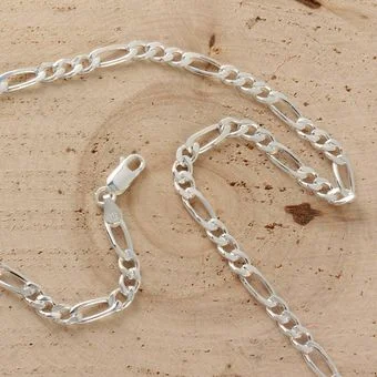 4.6mm Wide Solid Sterling Silver Figaro Chain