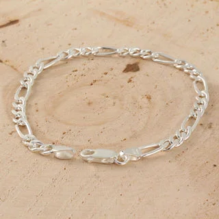 Sterling Silver 4.6mm Figaro Bracelet