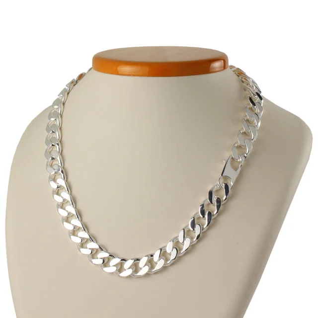 12.5mm Heavy Solid Sterling Silver Curb Chain