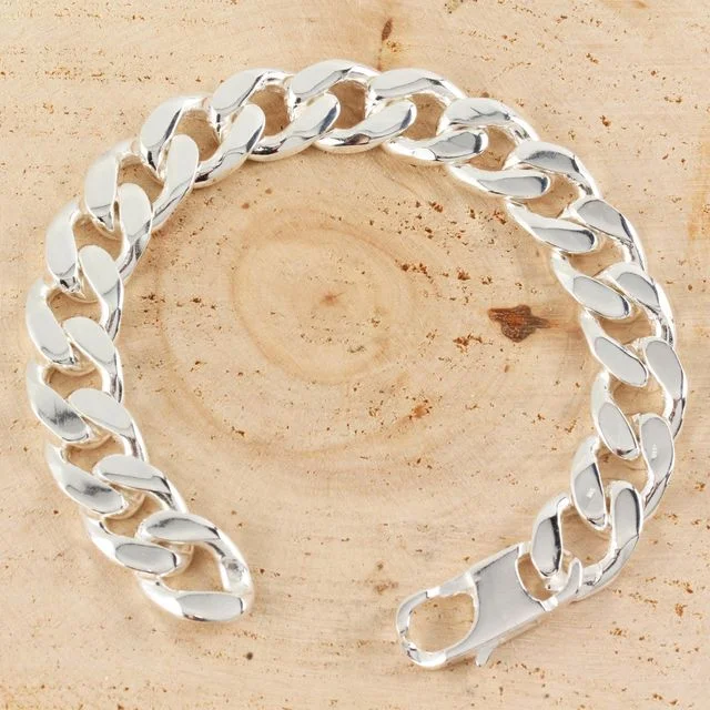 Men's 12.5mm Solid Sterling Silver Heavy Curb Bracelet