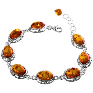 Honey Baltic Amber Sterling Silver Bracelet