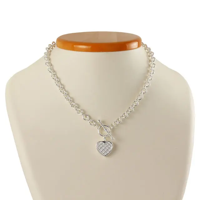 Cubic Zirconia Heart Solid Sterling Silver Necklace