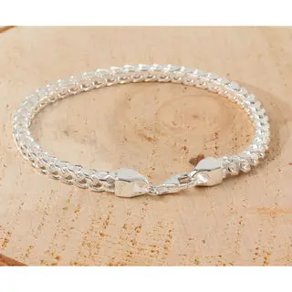 4.7mm Wide Square Link Mens Sterling Silver Bracelet